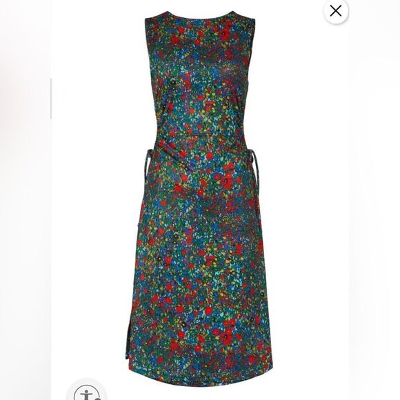 Louna Mini Dress Floral Green Red Sz XS Open Sides Sleeveless Stretch - Picture 2 of 16